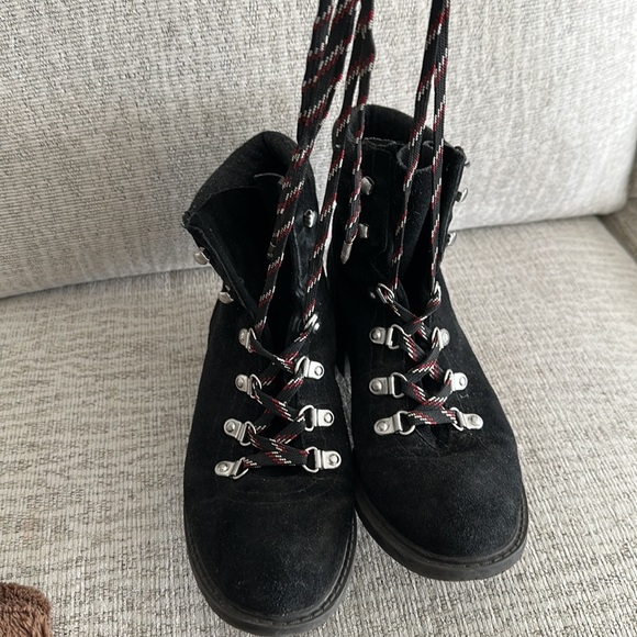 SAM EDELMAN Darrah Suede Wool Lace Up Combat Boots - Picture 4 of 5